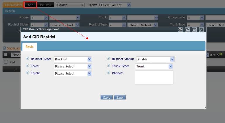 Add CID Restricts Page