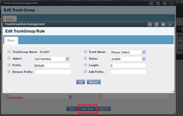 Edit Trunk Group Rule