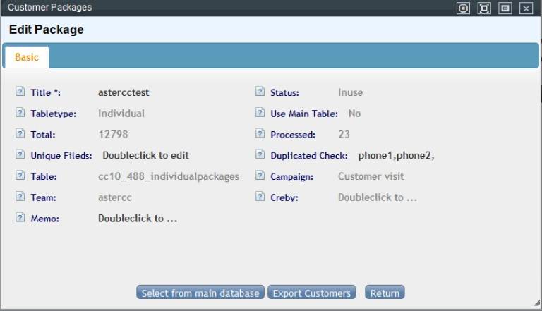 Customer Package Edit Page