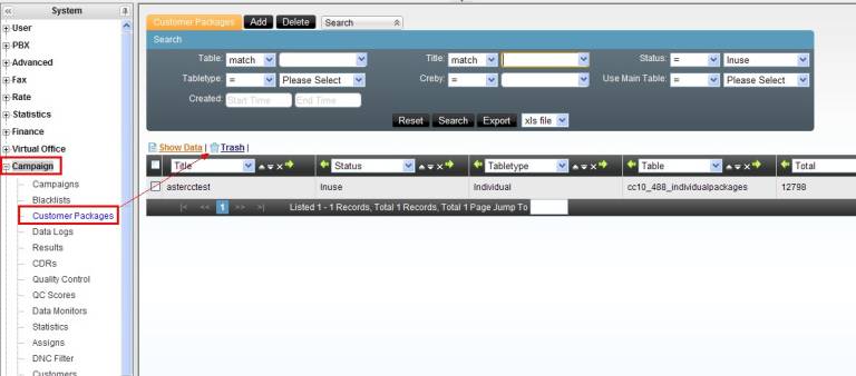 Customer Package Page