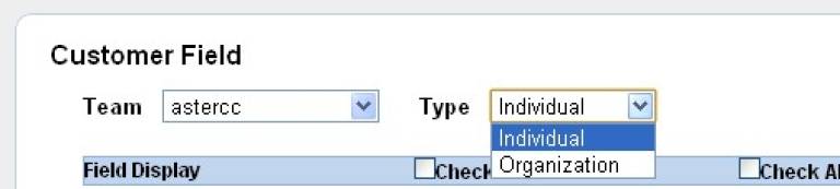 进入总表字段设置页面，选择要修改哪个表的字段