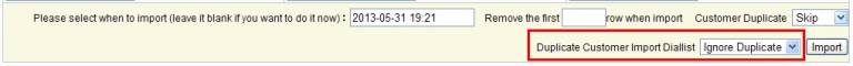Duplicate customer import diallist