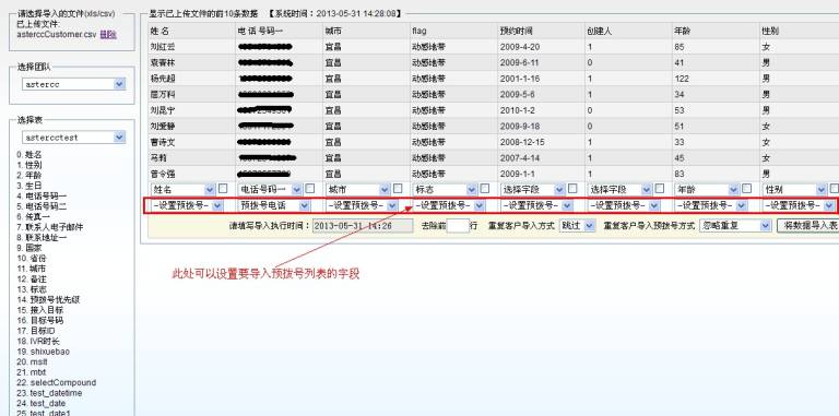 导入客户同时导入预拨号
